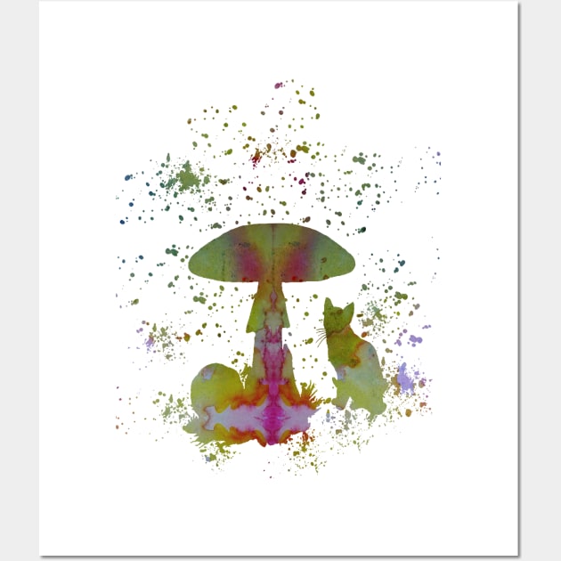 Mushroom cat Wall Art by BittenByErmines